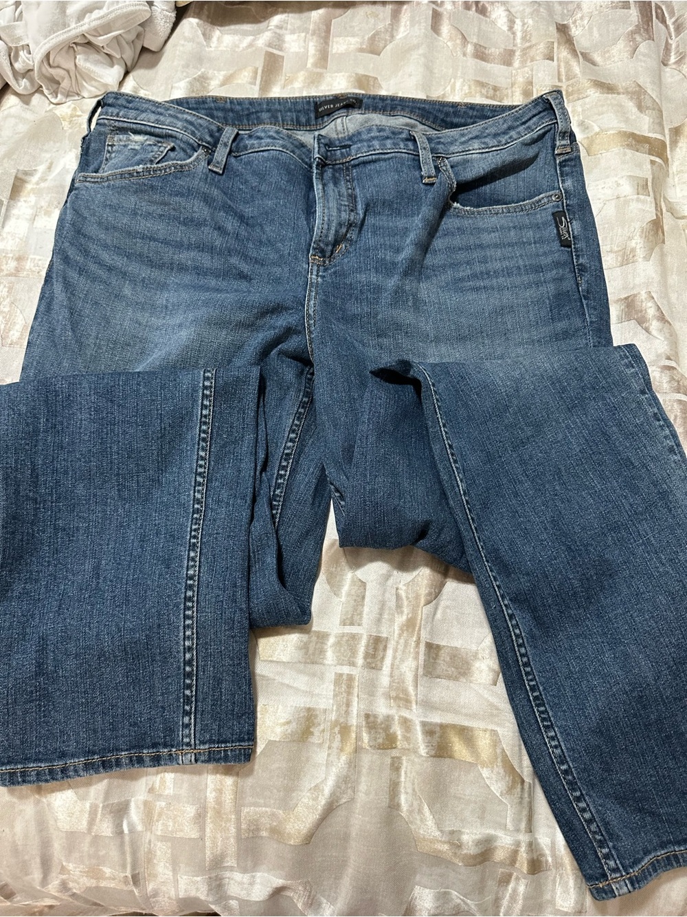 Silver Jeans Blue Denim Jeans with Brown Stitching